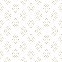 Gordijnen Vector gouden lineaire rhombuses textuur. Minimalistisch geometrisch naadloos patroon © Olgastocker
