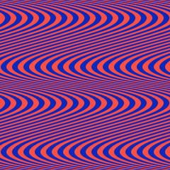 Colorful wavy lines seamless pattern. Vector bright waves, red and blue stripes