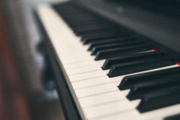 Piano keyboard close up