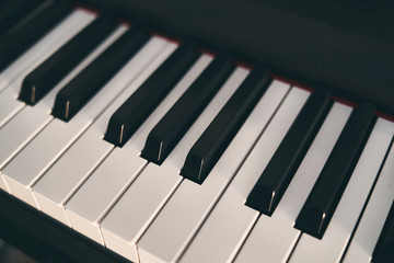 Piano keyboard close up