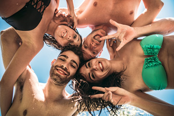 Friends hugging posing for photo