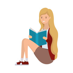 woman sitting with book in hands