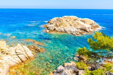 Rocks in sea with beautiful colors at Cap Roig, Costa Brava, Spain