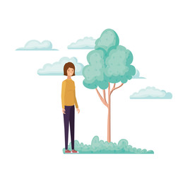 woman standing in landscape avatar character