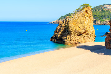Famous rock on beach in Cala Moreta, Costa Brava, Spain
