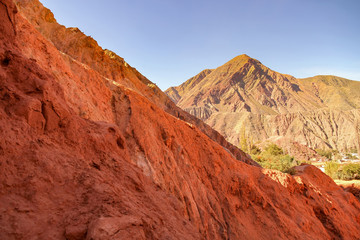 View on the rocks and the mountains of Salta