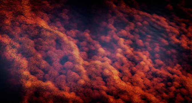 From above beautiful orange streams and transitions on rock in Mines of Riotinto Huelva