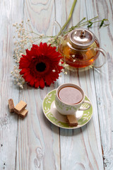 Herbal tea and gerbera