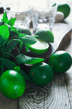 Freshness, Ingredients for making  summer drink mojito