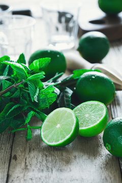 Freshness, Ingredients for making  summer drink mojito