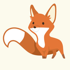 Fox cub character icon flat vector silly diverse tender adorable