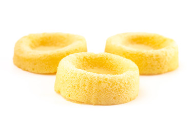 Shortcake Shell to Be Filled with Strawberries and Cream on a White Background