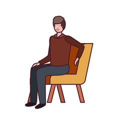 young man sitting in chair with white background