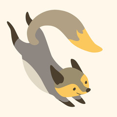 Fox cub character icon flat vector silly diverse tender adorable