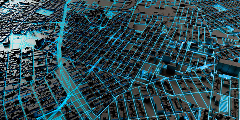 Techno mega city; urban and futuristic technology concepts, original 3d rendering