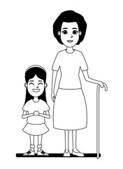 family avatar cartoon character portrait in black and white