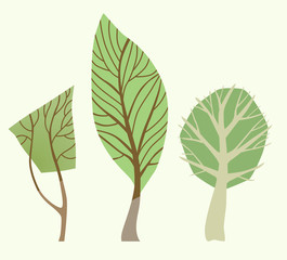 Vector trees elements for forest flat cartoons