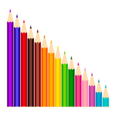 Colorful pencils on white background. Vector.