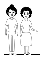 elderly people avatar cartoon character in black and white