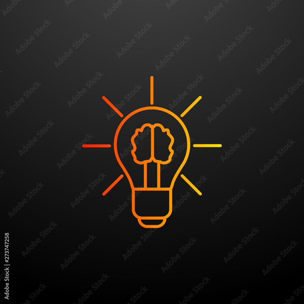 Poster brain in a light bulb nolan icon. elements of startup set. simple icon for websites, web design, mob