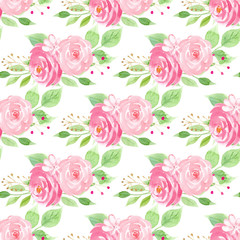 Forget me not and roses raster seamless pattern