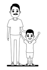 family avatar cartoon character portrait in black and white