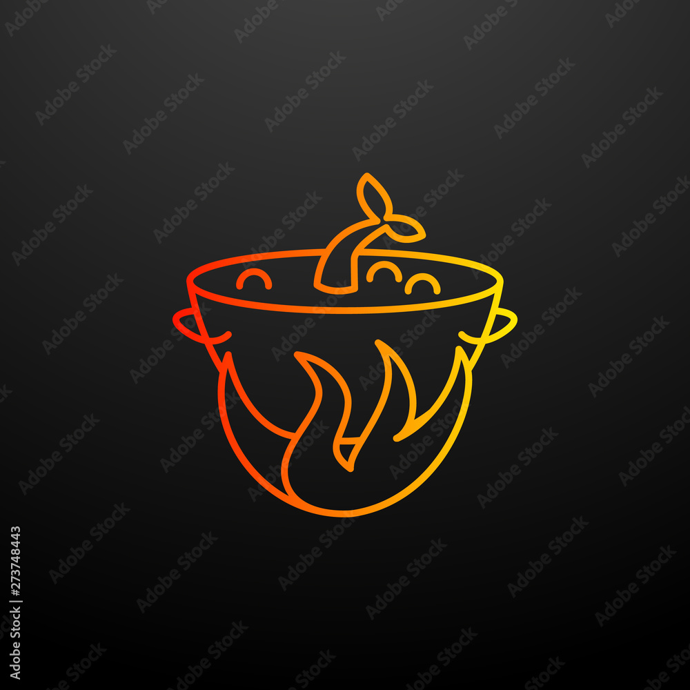 Poster saucepan at the stake nolan icon. elements of camping set. simple icon for websites, web design, mob