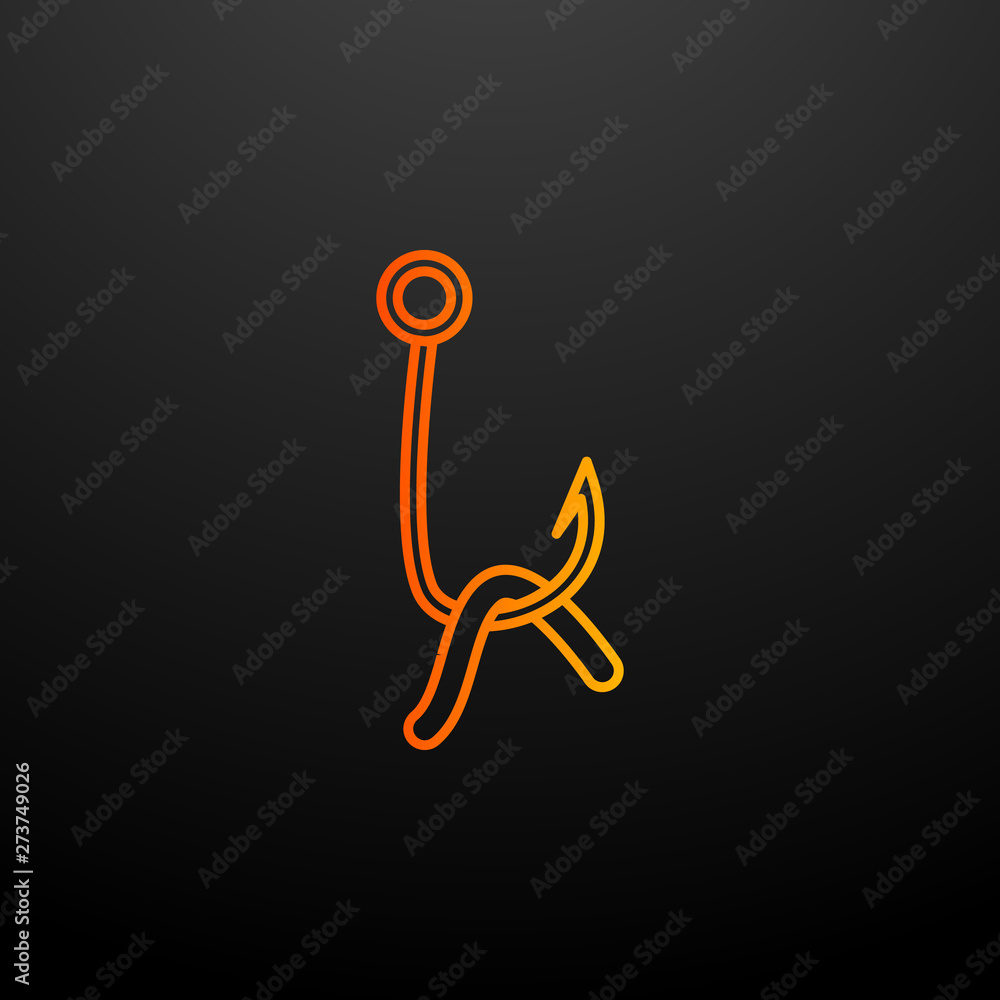Poster hook with a worm nolan icon. elements of camping set. simple icon for websites, web design, mobile a