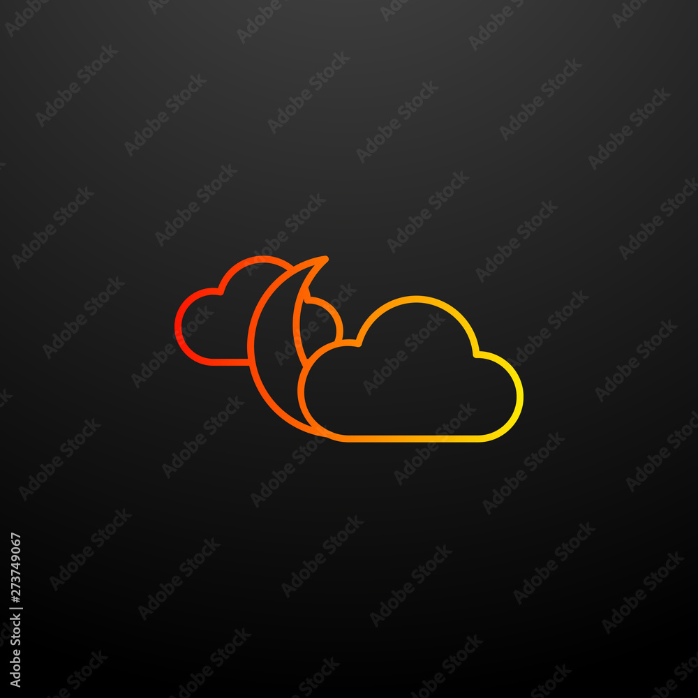 Poster the moon behind the clouds nolan icon. elements of camping set. simple icon for websites, web design