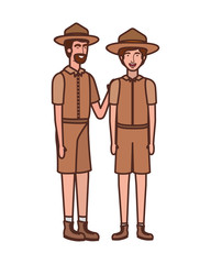 Forest ranger man and boy cartoon design