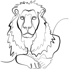 Lion one line drawing. Line Art Animal Vector Illustration