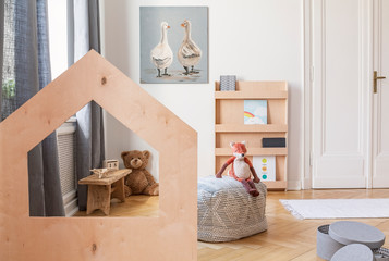 Real photo of kid's playroom in tenement house