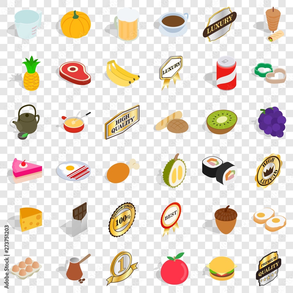 Aufkleber egg icons set. isometric style of 36 egg vector icons for web for any design
