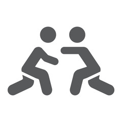 Fototapeta na wymiar Wrestling glyph icon, sport and combat, wrestlers fighting sign, vector graphics, a solid pattern on a white background.