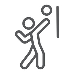 Volleyball player line icon, sport and active, person with ball sign, vector graphics, a linear pattern on a white background.