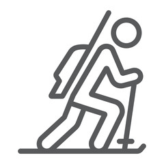 Biathlon line icon, sport and winter, skier sign, vector graphics, a linear pattern on a white background.