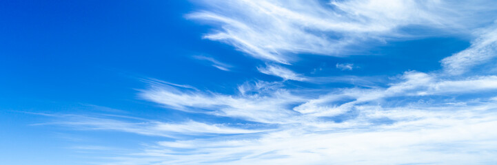 Banner Of Cirrus Clouds With Deep Blue Sky Background