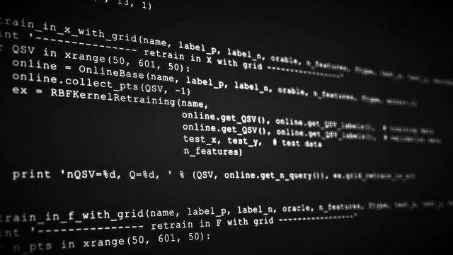 3D Hacking code data flow stream on black . Computer screen with encrypted fast typing coding symbols. Network security, programming, development, cyber encryption with blockchain and crypto concept