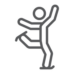 Figure skating line icon, sport and skate, ice skating sign, vector graphics, a linear pattern on a white background.