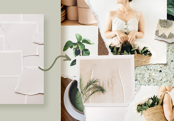 Realistic Torn Paper Photo Collage Mockup