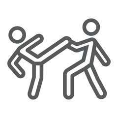 Taekwondo line icon, sport and martial, fighters sign, vector graphics, a linear pattern on a white background.