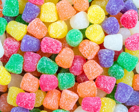background texture - a jumble of brightly colored candy gumdrops