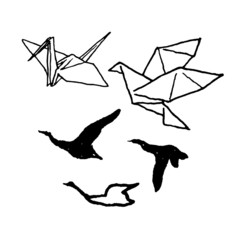 Paper crane birds geese oregano flight wings