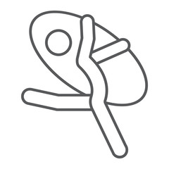 Artistic gymnast thin line icon, sport and acrobat, rhythmic gymnastic sign, vector graphics, a linear pattern on a white background.