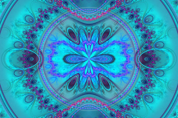 Blue illustration fractal background geometric shapes book cover magick explosion daydreaming music flyer or other concept.