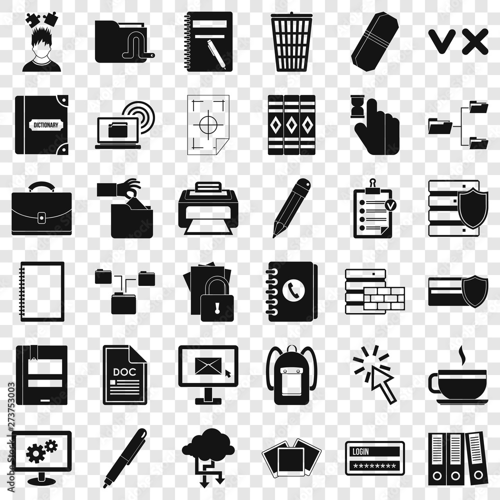 Poster communication icons set. simple style of 36 communication vector icons for web for any design