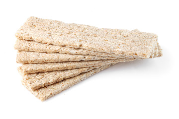 Dietary dry bread sticks. Isolated on white background. Diet and health food and snack