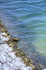 blue lake and rocks