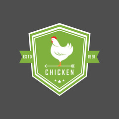 Fototapeta na wymiar Premium chicken logo. Labels, badges and design elements. Organic style. Green eco chicken stickers. Vector Illustration.