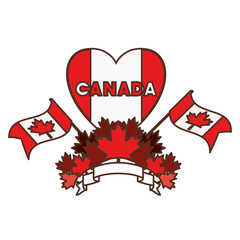 Fototapeta premium Maple leaf heart and canada symbol design